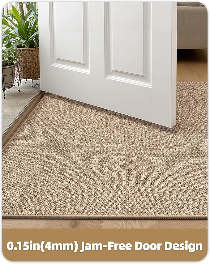 Color&Geometry Indoor Door Mat, 32"x48", Non-Slip Front Door Mat for Indoor Entrance, Khaki