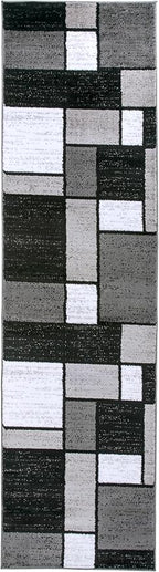 Rugshop Contemporary Modern Boxes Runner Rug 2' x 10' Gray