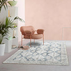 Fame Living Faded Oushak Rug, Turkish Vintage Floral Pastel Large Oversized Area Rugs for Living Room Dining Bedroom Kitchen Bathroom Nursery (848CrNv, 7'5" x 9'8")