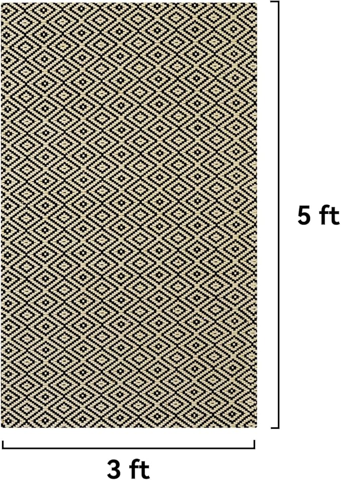 Hallway Runner Rug 3x5, Washable Kitchen Runners Non Slip, Ultra Thin Entryway Floor Mat Fit Under Door, Soft Low Pile Cotton Boho Carpet for Laundry Outdoor Bedroom