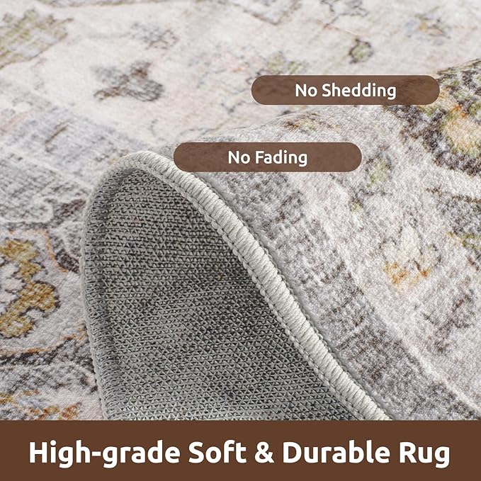 AMOAMI-2X3 Small Rug-Washable Rugs Entryway Mat Indoor-Soft Vintage Non Slip Rugs for Kitchen Laundry Room Bathroom Grey Decorative Accent Rug for in Front of Sink 24 Inch x36 Inch