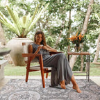 CAMILSON Indoor Outdoor Rug 8x10 Bohemian Medallion Floral Area Rugs for Indoor and Outdoor Patios Easy-Cleaning Non-Shedding Living Room Garden and Kitchen Washable Outside Carpet (8 x 10 / Beige)
