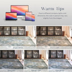 Phantoscope Washable Area Rug 6'x9' Non-Slip, Vintage Boho Rugs for Living Room, Bedroom, Dining Room, Distressed Moroccan Mosaic Diamond Pattern, Low-Pile Foldable Floor Carpet, Grey Charcoal