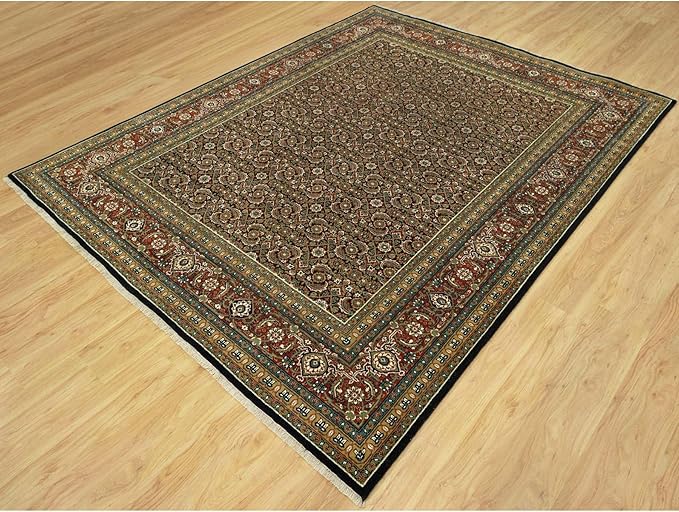 Blue Denser Weave All Over Fish Pattern Heritta Design Soft Vibrant Wool Hand Knotted Rug(7'10"x10')