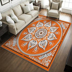 Mandala Rugs 5x7-7x9 ft, Orange Mandala Rug, Vintage Meditation Rugs for Living Room Bedroom, Hippie Spiritual Washable Area Rug Soft Carpet, Boho Vintage Floral Home Decor & Gifts