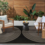 Easy Jute Indoor Outdoor 5x7 Area Rug, Black Washable Modern Rainbow Rugs for Living Room, Non-Slip Boho Farmhouse Bedroom Rug Abstract Floor Carpet for Patio Dining Room Nursery