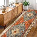 COMSLE Boho Runner Rug, 2' x 7' Washable Rugs for Hallway Faux Wool Small Kitchen Area Rug Distressed Throw Rug Non-Slip Laundry Room Rug Carpet Runner for Entryway Indoor Bedroom