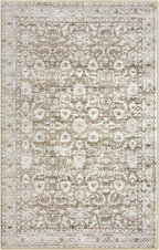 Vintage 4x6 Living Room Washable Rug, Beige Tan White Non-Slip Soft Bedroom Area Rug Thin Printed Faux Wool Floor Super Soft Carpet Throw Rugs for Nursery Playroom Dining Room Indoor Office