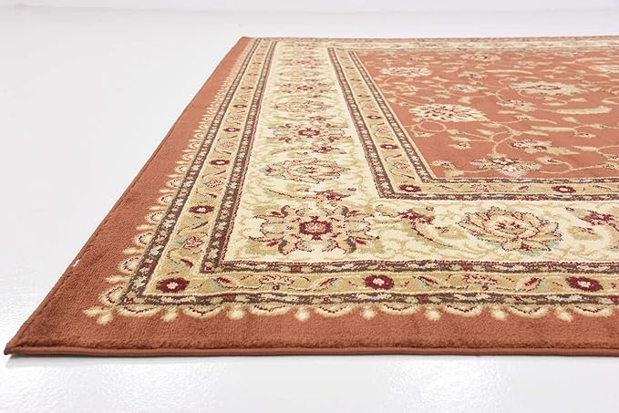 Unique Loom Voyage Collection Traditional Oriental Classic Intricate Design Area Rug (10' 0 x 10' 0 Square, Terracotta/Ivory)