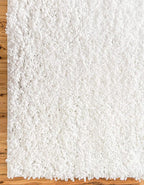 Unique Loom Davos Shag Collection Area Rug - Solid (2' 2" x 6' 7" Runner, White/ Ivory)