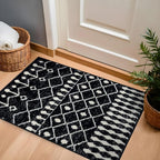 Rugshop Boho Black and White Tribal Area Rug – Geometric Diamond and Stripe Pattern Carpet for Living Room, Bedroom, or Entryway – Soft Modern Bohemian Floor Décor 2' 3" x 4' Black