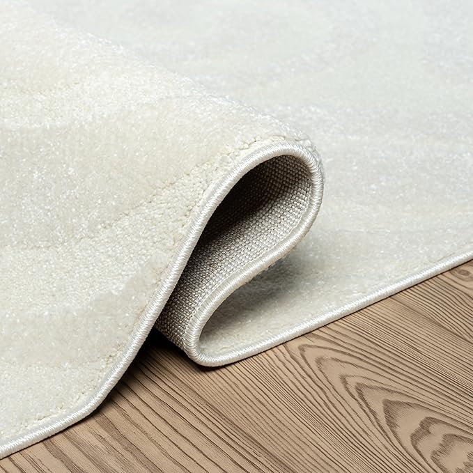 Abani Cozy Cream Area Rug for Living Room, Bedroom - Swirl Waves Pattern - 5' x 8' - Durable & Easy to Clean