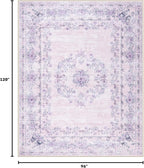 Wonnitar Floral Print 8x10 Washable Rug, Purple Bow Room Decor for Girls Bedroom, Ultra-Thin Non Slip Soft 8 x 10 Large Boho Carpet for Living Room Baby Nursery Kids Playroom