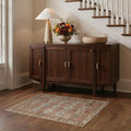 Bavni 3x5 Area Rugs for Living Room, Machine Washable Rug Non Slip, Vintage Chenille Distressed Print Carpet, Large Low Pile Ultra-Thin Lightweight Rugs for Bedroom, Dining Room, Office, Spice Sky