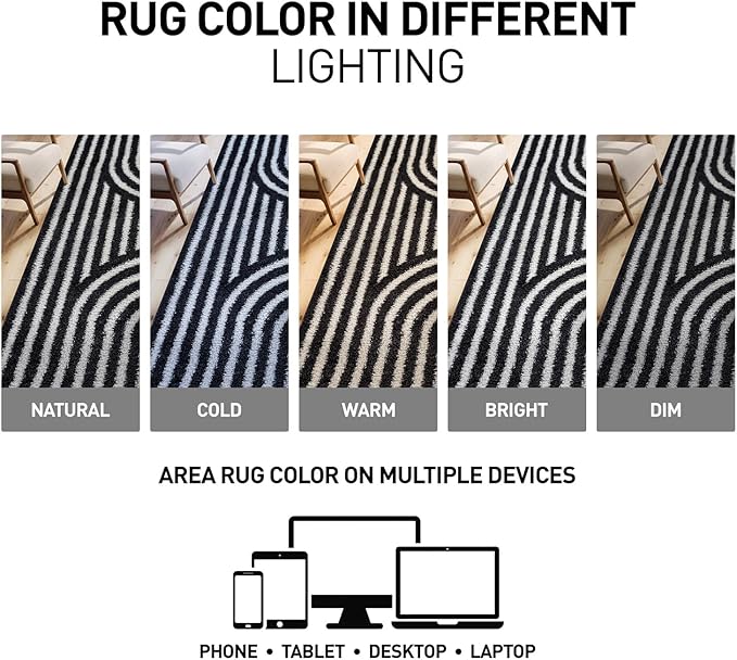 Rugshop Abstract Arch Shag Runner Rug Anthracite Dark Gray 2' 3" x 12' Great for Long Hallways, Open Entryways, or Galley Kitchens