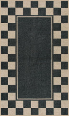 Moynesa Easy Jute Rug Checkered Outdoor Patio Rug 3x5, Washable Rugs for Entryway Non Slip Bordered, Indoor Outdoor Carpet for Living Room Bedroom Kitchen Farmhouse Backyard, Black