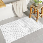 Lahome Moroccan Runner Rug for Hallway - 2x4 Rug Washable Non-Slip Small Carpet Runner Lightweight Throw Rubber Back Bath Carpet, Geometric Print Mat for Kitchen Entryway Bedroom (White, 2'x4')