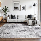 Washable Abstract Rug, 8x10 Modern Area Rugs with Non-Slip Rubber Backed for Living Room, Thin but Soft Contemporary Carpet Kitchen Bedroom Dining Room Decor, Dark Grey
