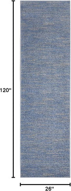 Nourison Home Nourison Essentials Blue Grey 2'2" x 10' Area Rug - Easy Clean, Non Shedding, Bed Room, Living Room, Dining Room, Kitchen (10' Runner)