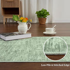 RUGSREAL Small Area Rug 2x3 Entryway Mat with Rubber Backing Stain Resistant Throw Carpet Modern Solid Color Bath Mat Contempowary Washable Rug for Living Room Bedroom Dining Room Kitchen, Green 2x3