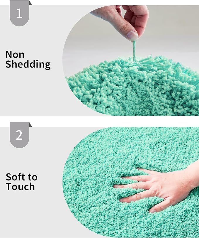 Small Bathroom Rug 17x24 Non Slip Fluffy Bath Mat for Bathroom Floor Washable Plush Luxury Bath Rug for Tub Soft Absorbent Shower Mat, Spa Blue