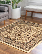 Unique Loom Sialk Hill Collection Area Rug - Washington (8' Square Ivory/Black)