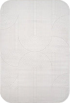Beverly Rug Modern Geometric Area Rug 8x10 Low-High Pile Durable Soft Abstract Semi-Circles Indoor Rugs for Living Dining Room Office Stain Resistant Non Shedding Indoor Carpet Beige White 8 x 10