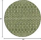 Unique Loom Outdoor Trellis Collection Area Rug - Tribal Trellis (5' 3" Round, Green/ Natural)