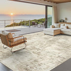10x14 Area Rugs for Living Room, Non Slip Machine Washable Vintage Carpets, Low Pile Lightweight Large Rug for Bedroom, Dining Room, Home Office Beige Gray