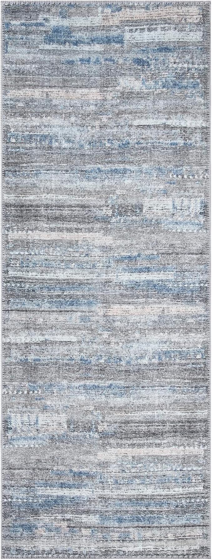 Bloom Rugs Washable Non-Slip 12 ft Runner - Gray/Blue/Blush Modern Abstract Runner for Entryway, Hallway, Bathroom, and Kitchen - Exact Size: 2.5' x 12'