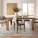 Phantoscope Washable Area Rug 5'x7' Non-Slip, Vintage Floral Boho Rugs for Living Room, Bedroom, DiningRoom, Soft Botanical Moroccan Pattern, Low-Pile Foldable Floor Carpet, Ivory Pink/Boho Garden