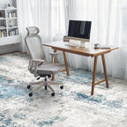 Washable Area Rugs for Living Room 9x12 - Large Neutral Modern Abstract Rug, Soft Low Pile Carpet with Non Slip Backing for Under Dining Room Table, Bedroom, Home, Office, Dorm - Blue Gray
