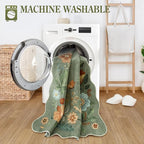 Lahome Floral Washable Rugs, 4X6 Rug for Bedroom Ultra-Thin Soft Dining Room Rug, Non-Slip Living Room Rugs Stain Resistant Boho Rug Lightweight Low-Pile Throw Rug for ‎Office (4x6ft,Green)