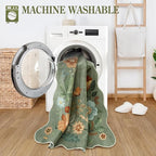 Lahome Floral Washable Rugs 8x10, Non-Slip Soft Green Rug Stain Resistant, Ultra-Thin 8x10 Rugs for Living Room Easy Clean Boho Accent Carpet for Dining Room Office(8x10ft,Green)