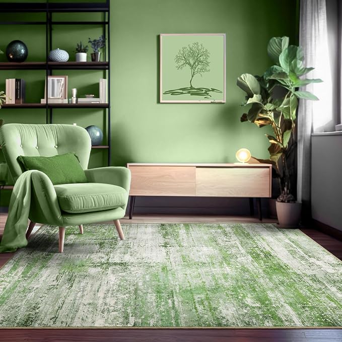 Abstract 6x8 Area Rug for Living Room Dining Room Home Office Bedroom Sage Green