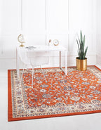 Rugs.com Yasmin Collection Rug – 8 Ft Square Terracotta Medium Rug Perfect for Living Rooms, Kitchens, Entryways