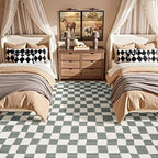 jinchan 8x10 Checkered Area Rugs for Kids Room - Machine Washable Soft Rug Modern Geometric Lattice Non-Slip Carpet for Nursery Playroom Classroom Living Room Bedroom Dining Room Home Office Grey