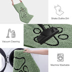 Smiry Dog Door Mat for Muddy Paws, Absorbent Dirt Trapper Non Slip Quick Dry Washable Chenille Mat for Mud Dogs, Entry Rug for Indoor and Outdoor (36x24 Inches, Olive Green and Black)
