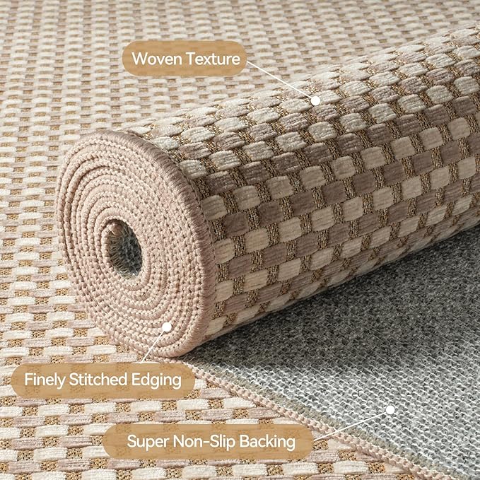 Boho 2x5 ft Hallway Runners Rug Woven Washable Long Kitchen Runner Mat Rugs Non Slip, Soft Entryway Laundry Hall Runner Floor Carpet for Indoor Backdoor Bedroom Kitchen Living Room, Brown