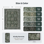 WITSHOCK Living Room Area Rugs 5x8: Soft Non-Slip Backing Washable Rugs Vintage Large Carpet for Bedroom Office Dining Room Kitchen Stain Resistant Home Decor Rug, Dark Green