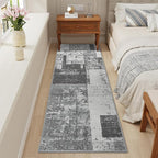 LOCHAS Washable Runner Rugs for Hallway, 2x6 Non Sip Soft Rug for Bedroom Entryway Kitchen Laundry Room, Long Abstract Carpet for Indoor Floor Bedside, Grey Geometric Vintage Decor, Pet & kid Friendly