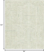 Washable Area Rug 8x10 - Large Sage Green Boho Rugs for Living Room Soft Abstract Bedroom Rug Ultra-Thin Modern Rainbow Carpet Rug for Dining Room Nursery Room Home Decor