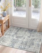 DEXI Area Rugs for Entryway 2x3, Washable Low Pile Modern Abstract Entry Rug Non Slip, Small Indoor Door Mat for Bedroom Kitchen Entrance Hallway, Blue