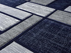 Navy Blue Geometric 8x10 Area Rug – Modern Patterned Carpet for Living Room, Bedroom, or Office – Soft Durable Floor Rug – Stylish Contemporary Design