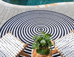 Unique Loom Sabrina Soto Outdoor Collection Geometric, Modern, Vibrant, Carved Area Rug (8' 0 x 8' 0 Round, Navy Blue/ Ivory)