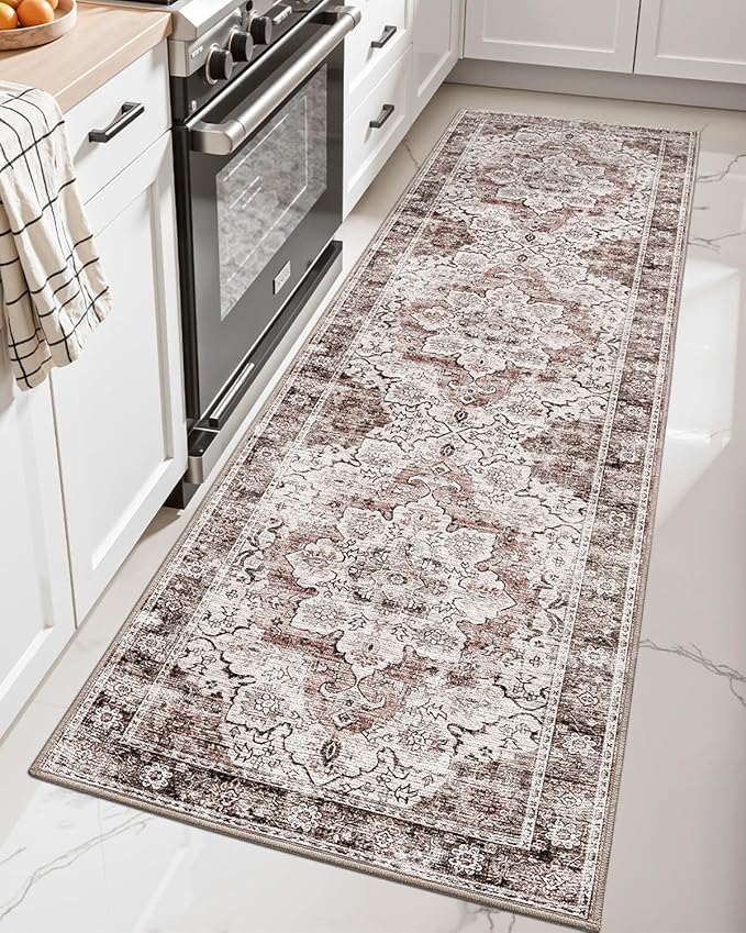 LUMI Washable Kitchen Rug 2x6 for Floor, Non Slip Runner Rugs with Rubber Backing, Low Pile Comfort Area Carpet for Standing, Living Room, Entryway, Laundry, Hallways