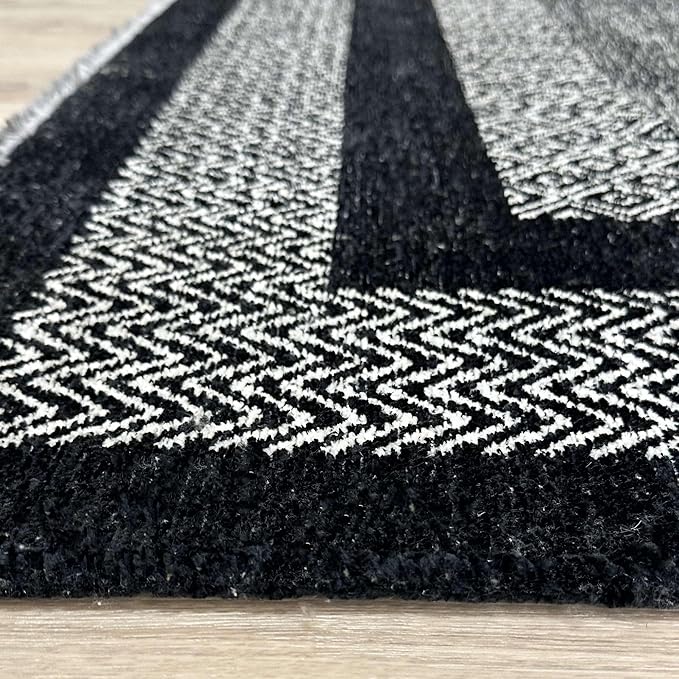 Alfa Rich 4x6 Black Washable Area Rugs for Living Room Bedroom Kitchen Cotton Pet Friendly Rug