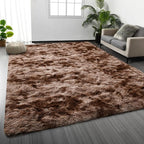 Large Shag Area Rugs 5 x 8, Tie-Dyed Plush Fuzzy Rugs for Living Room, Ultra Soft Fluffy Furry Rug for Bedroom, Indoor Carpet Nursery Rugs for Kids Room Home Decor, Coffee