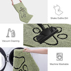 Smiry Dog Door Mat for Muddy Paws, Absorbent Dirt Trapper Non Slip Quick Dry Washable Chenille Mat for Mud Dogs, Entry Rug for Indoor and Outdoor (30x20 Inches, Sage Green and Black)
