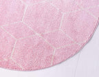 Unique Loom Trellis Frieze Collection Area Rug - Geometric (5' 1" Round, Light Pink/ Ivory)